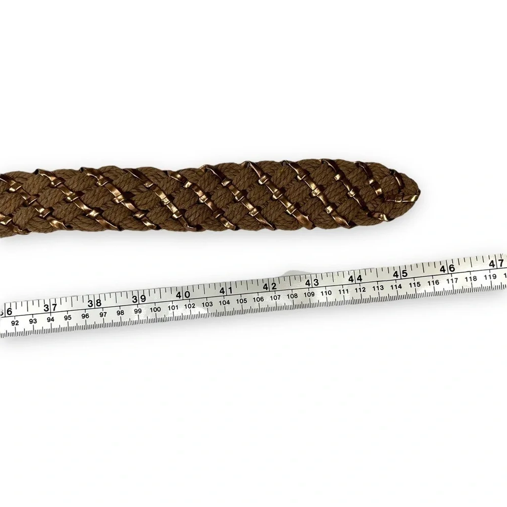 Belt Womens One Size Brown Gold Cotton Wool Woven Coastal Cowgirl Western Shiny
